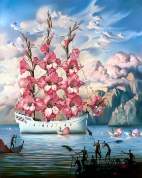 moderno contemporáneo 08 surrealismo barco de flores Pinturas al óleo